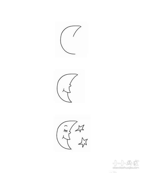 睡觉的卡通月亮简笔画画法图片步骤- www.chuantongba.top