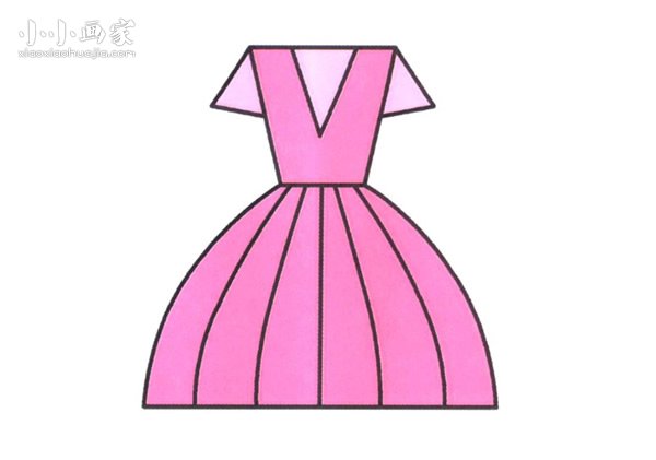 短袖长裙子简笔画画法图片步骤- www.chuantongba.top