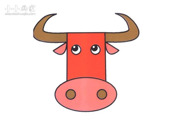 红脸公牛牛头简笔画画法图片步骤- www.chuantongba.top