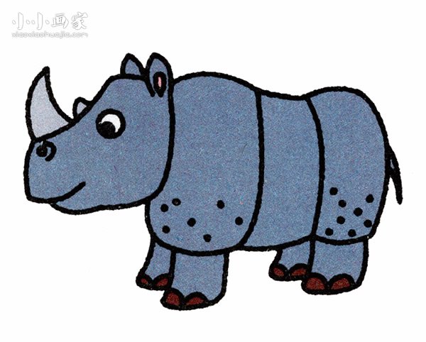 彩色犀牛简笔画画法图片步骤- www.chuantongba.top