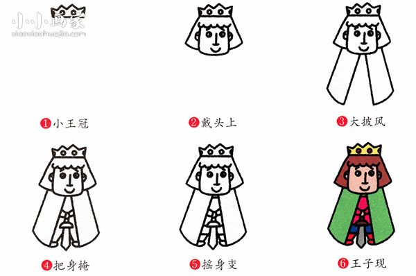 英俊的王子简笔画画法图片步骤- www.chuantongba.top