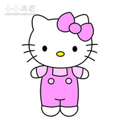 彩色的Hello Kitty简笔画画法图片步骤- www.chuantongba.top