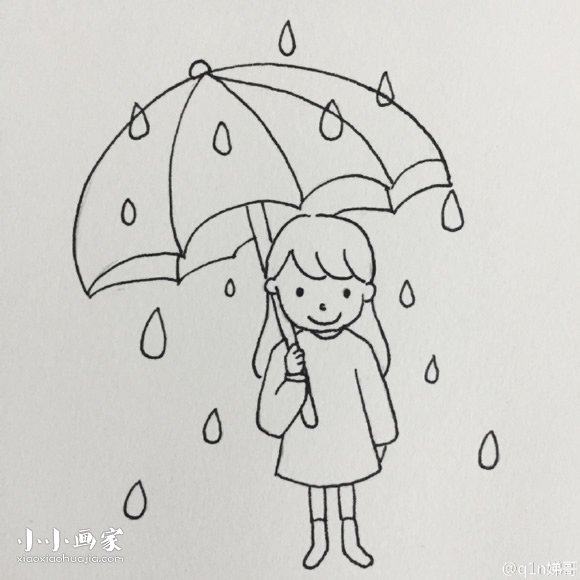 雨天打伞的小女孩简笔画画法图片步骤- www.chuantongba.top