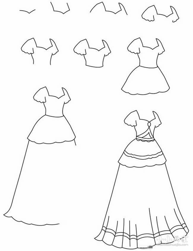 美丽裙子简笔画画法图片步骤- www.chuantongba.top