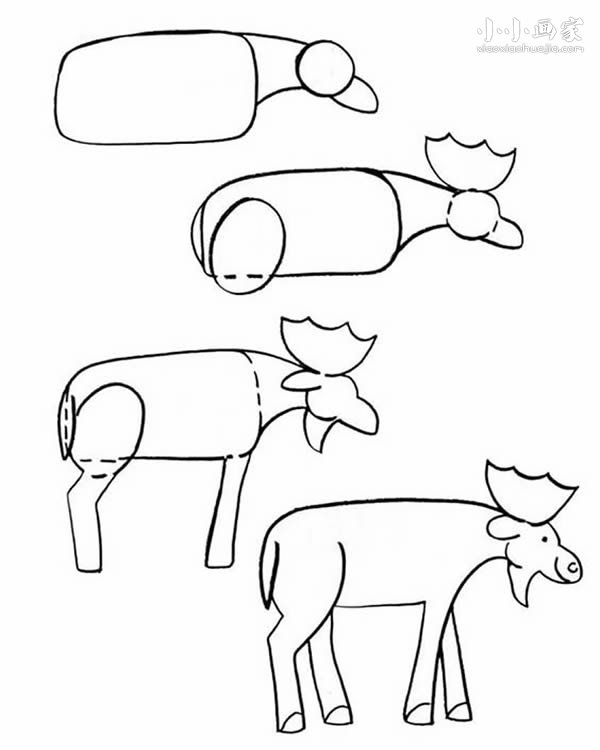 长角的鹿简笔画画法图片步骤- www.chuantongba.top