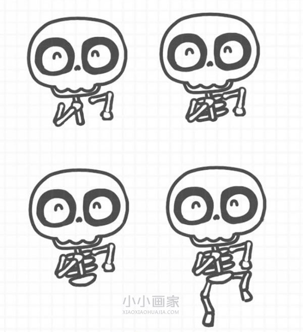卡通快乐骷髅简笔画画法图片步骤- www.chuantongba.top