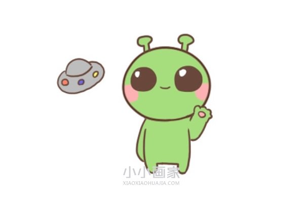 彩色可爱外星人简笔画画法图片步骤- www.chuantongba.top