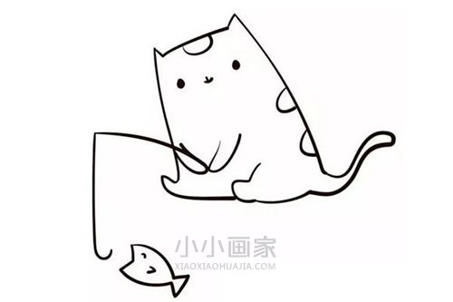 小猫钓鱼简笔画画法图片步骤- www.chuantongba.top