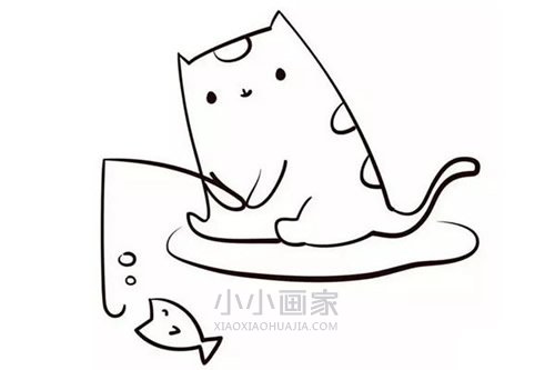 小猫钓鱼简笔画画法图片步骤- www.chuantongba.top