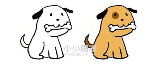 叼骨头的小狗狗简笔画画法图片步骤- www.chuantongba.top