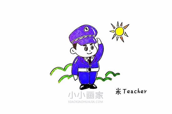 敬礼的警察简笔画画法图片步骤- www.chuantongba.top