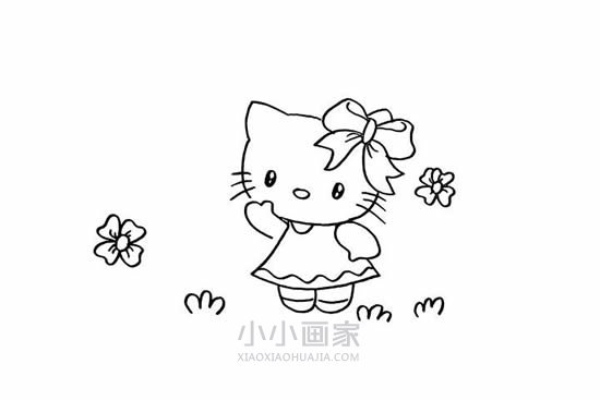 漂亮又可爱的凯蒂猫简笔画画法图片步骤- www.chuantongba.top
