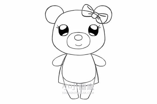 可爱的小熊姑娘简笔画画法图片步骤- www.chuantongba.top