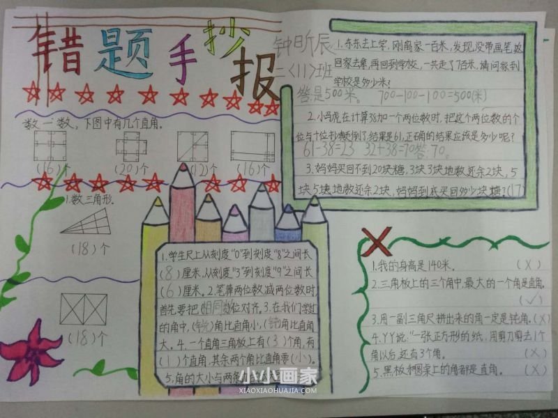 二年级数学错题手抄报内容图片简单- www.chuantongba.top