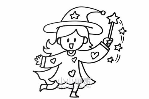 小小女魔法师简笔画画法图片步骤- www.chuantongba.top